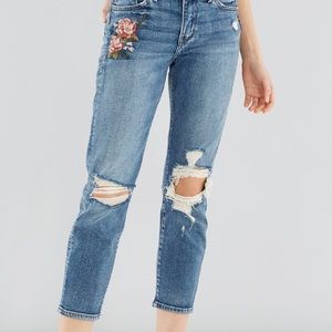 Silver: mazy slim crop embroidered jeans